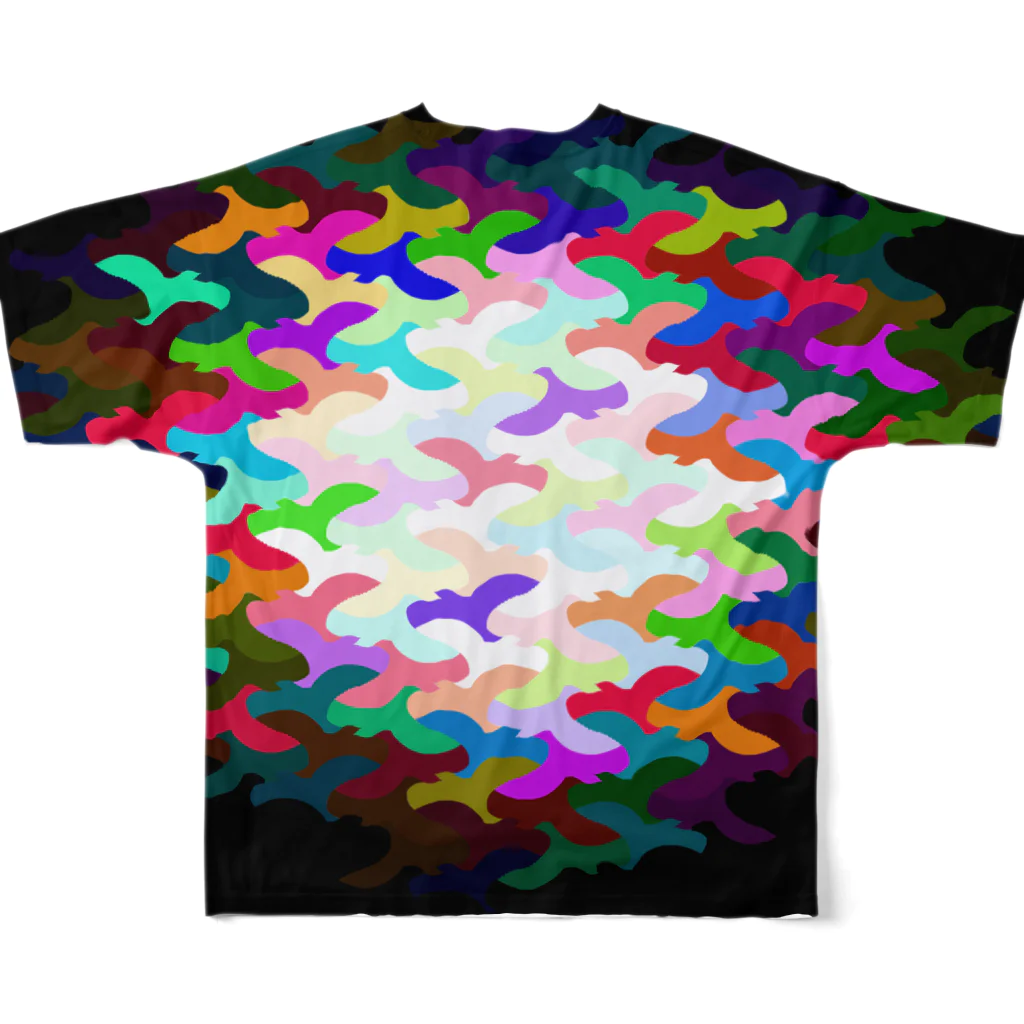 SAKURAMEDERUの群鳥フルグラフィックB All-Over Print T-Shirt :back