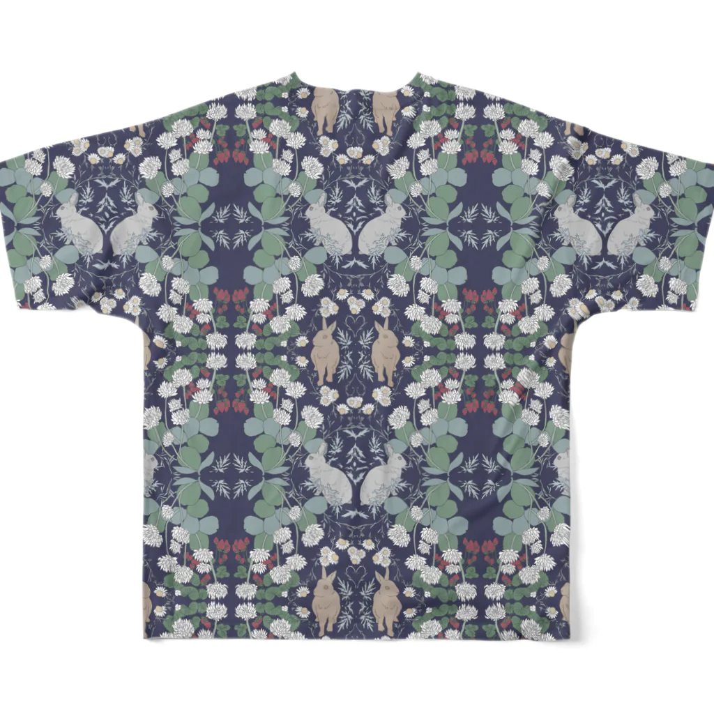 yanの旅するうさぎのテキスタイル All-Over Print T-Shirt :back