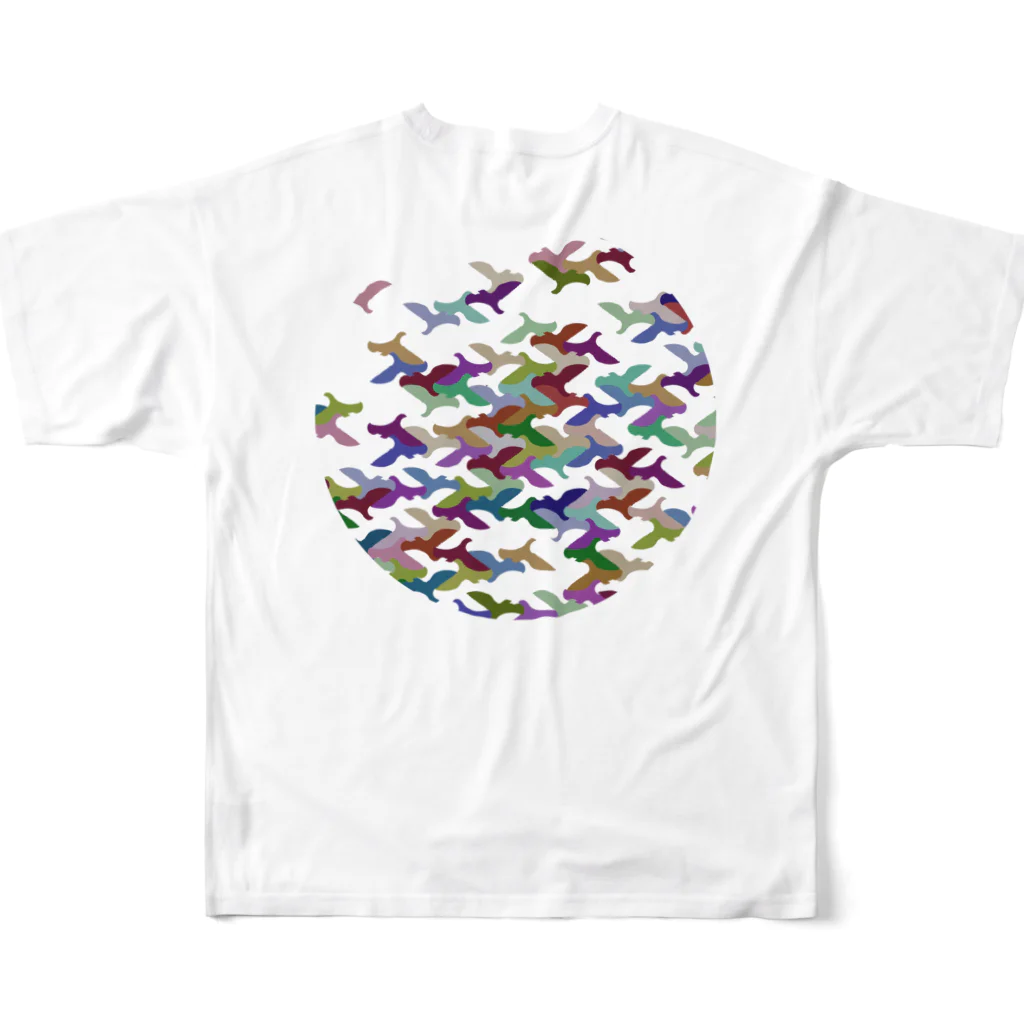 SAKURAMEDERUの群鳥フルグラフィック All-Over Print T-Shirt :back
