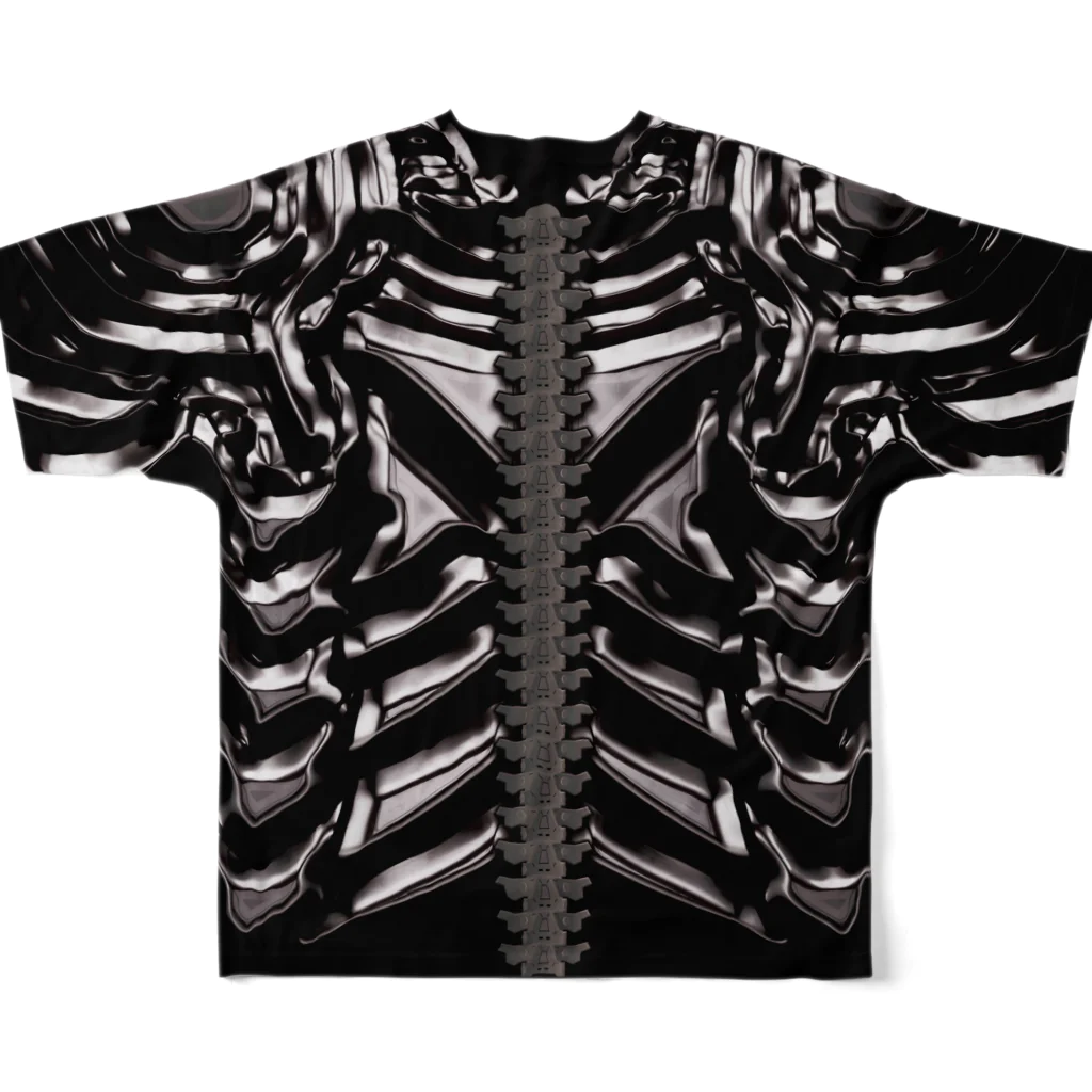 GYOUZA DESIGN INITIATIVEの生体外骨格アーマー　GBEA-99-BlackS All-Over Print T-Shirt :back