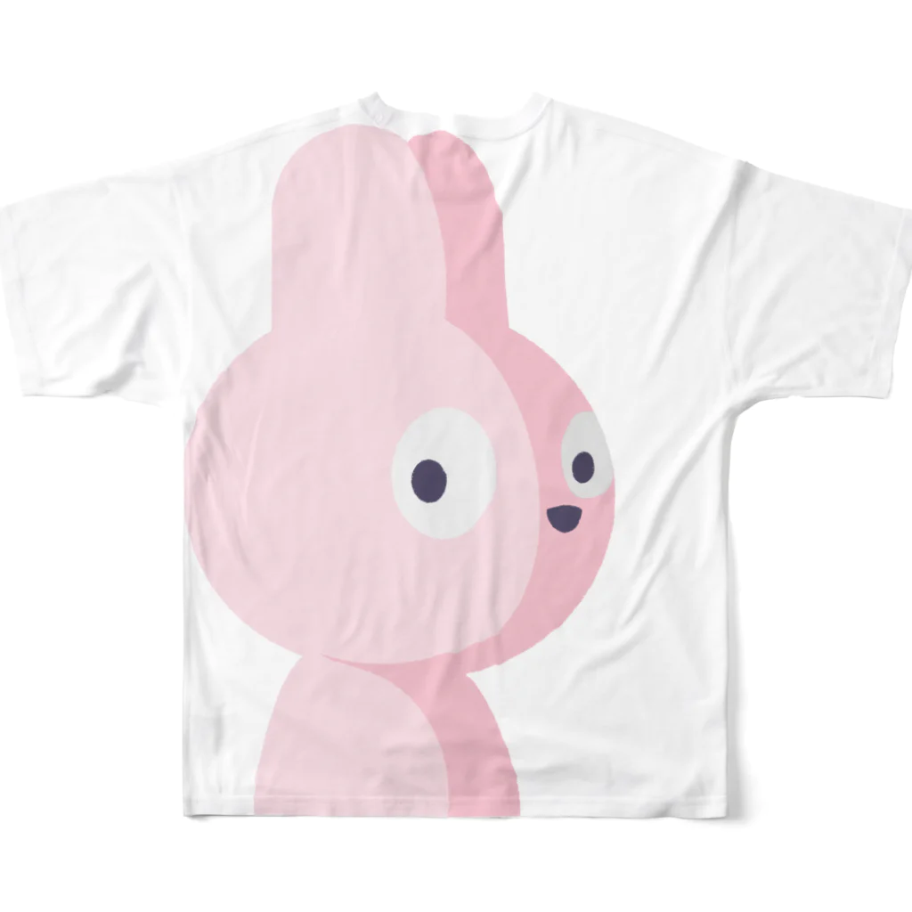 ネズミとネコとたまにウサギのグッズの後ろにピンクのウサギ All-Over Print T-Shirt :back