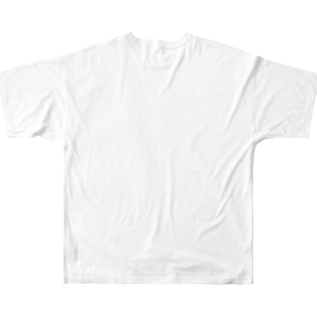 『NG （Niche・Gate）』ニッチゲート-- IN SUZURIの動物家紋。丸に一つ松スイギュウh.t. 黒 All-Over Print T-Shirt :back