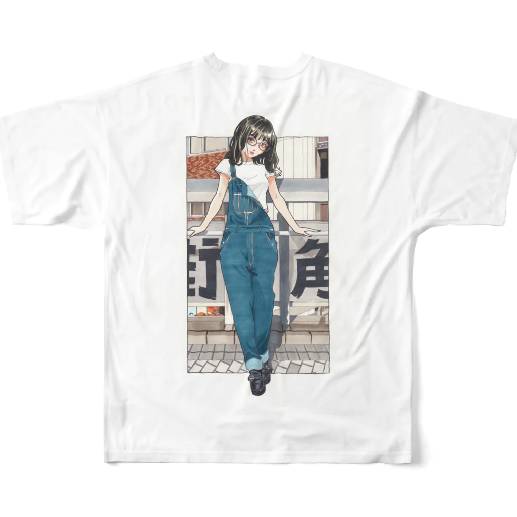 RYUTA・T／イラストレーターの街角女子 フルグラフィックTシャツの背面