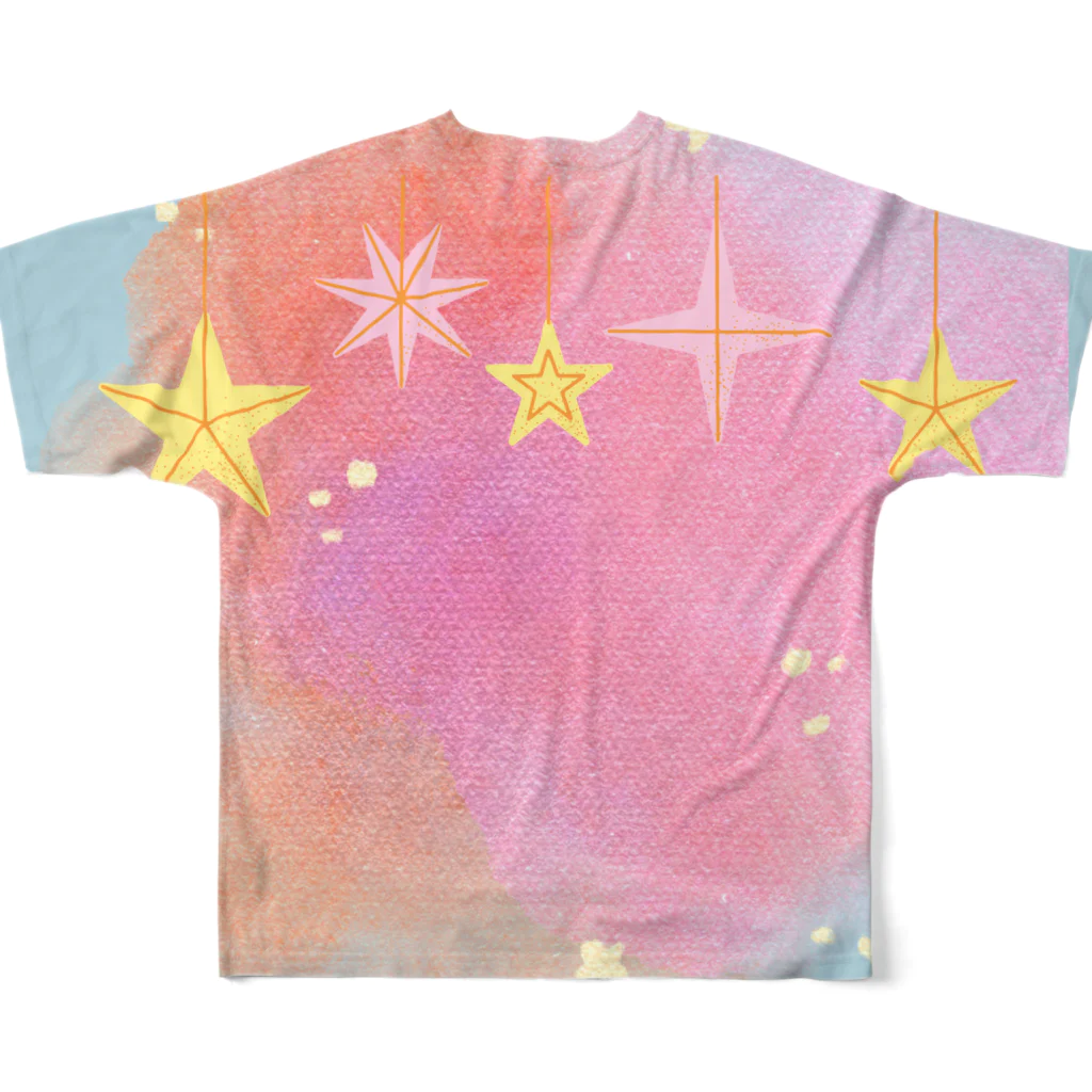 Future Starry Skyの青いドラゴン🐉 フルグラフィックTシャツの背面