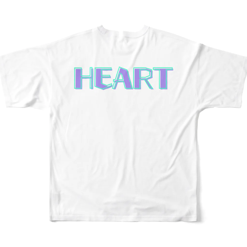 LalaDesign-shopのハートの飛行船「ハートフロート (Heartfloat)」 All-Over Print T-Shirt :back