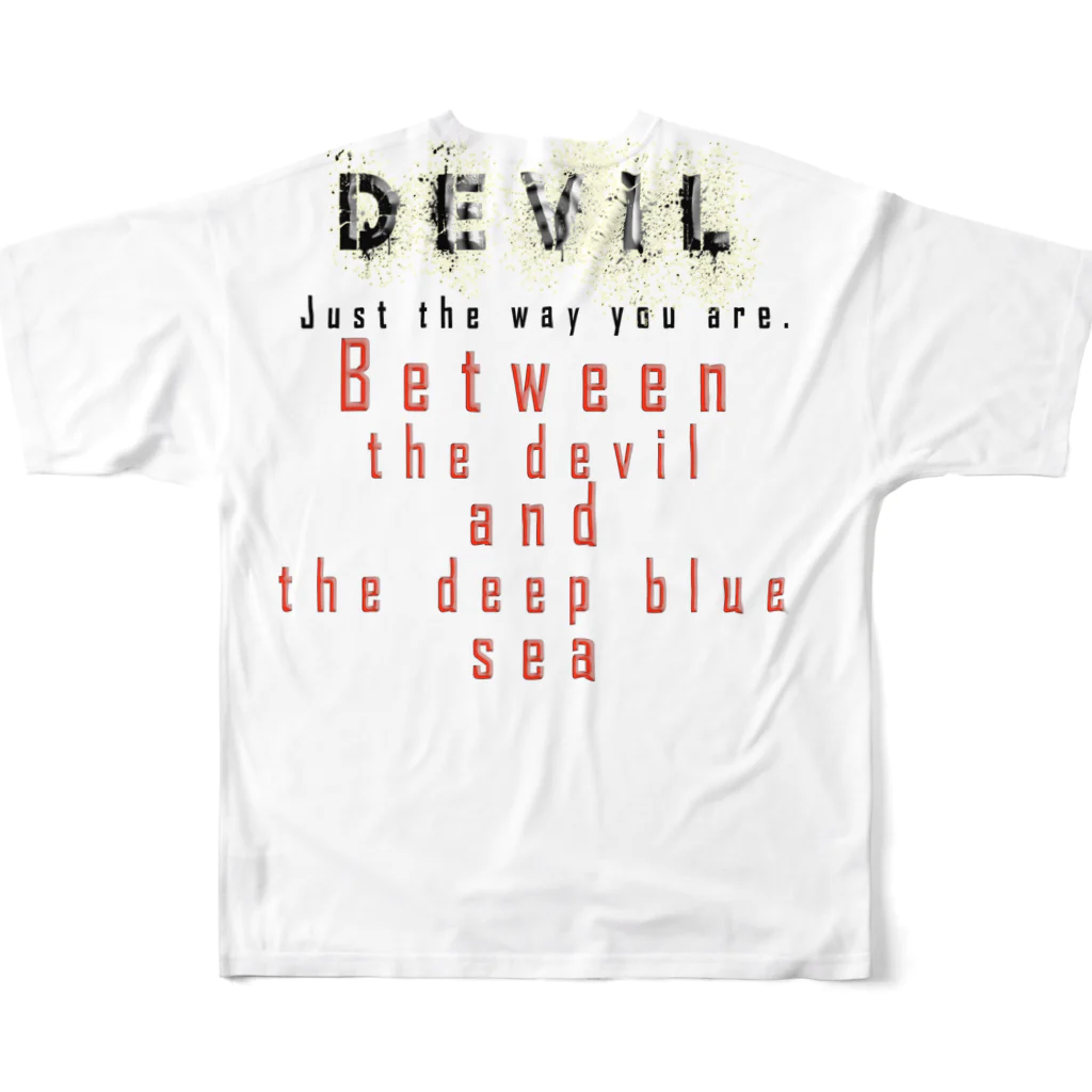 PALA's SHOP　cool、シュール、古風、和風、のDEVIL　「Just the way you are .」 フルグラフィックTシャツの背面