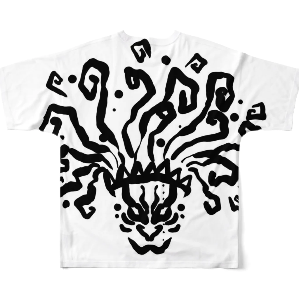 kadara capoeira tokyo メンバー用のアフロカブキ フルグラフィックTシャツの背面