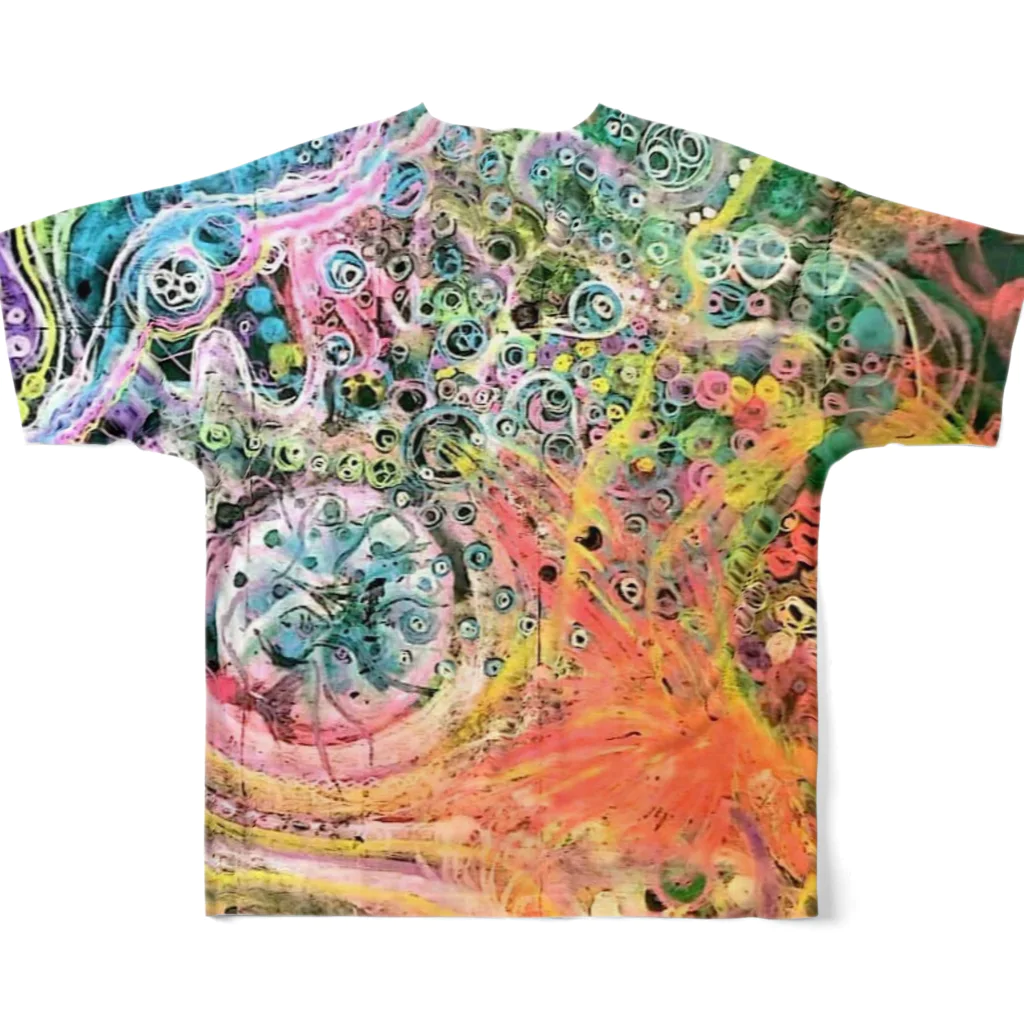 Onmusubiartshopの泳ぐ色彩ロゴマーク入り All-Over Print T-Shirt :back