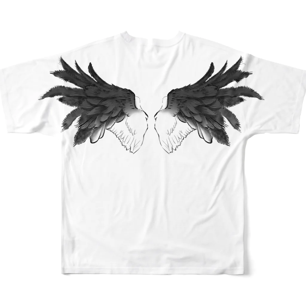 手描 DESIGN LabのDevil Named Angel All-Over Print T-Shirt :back