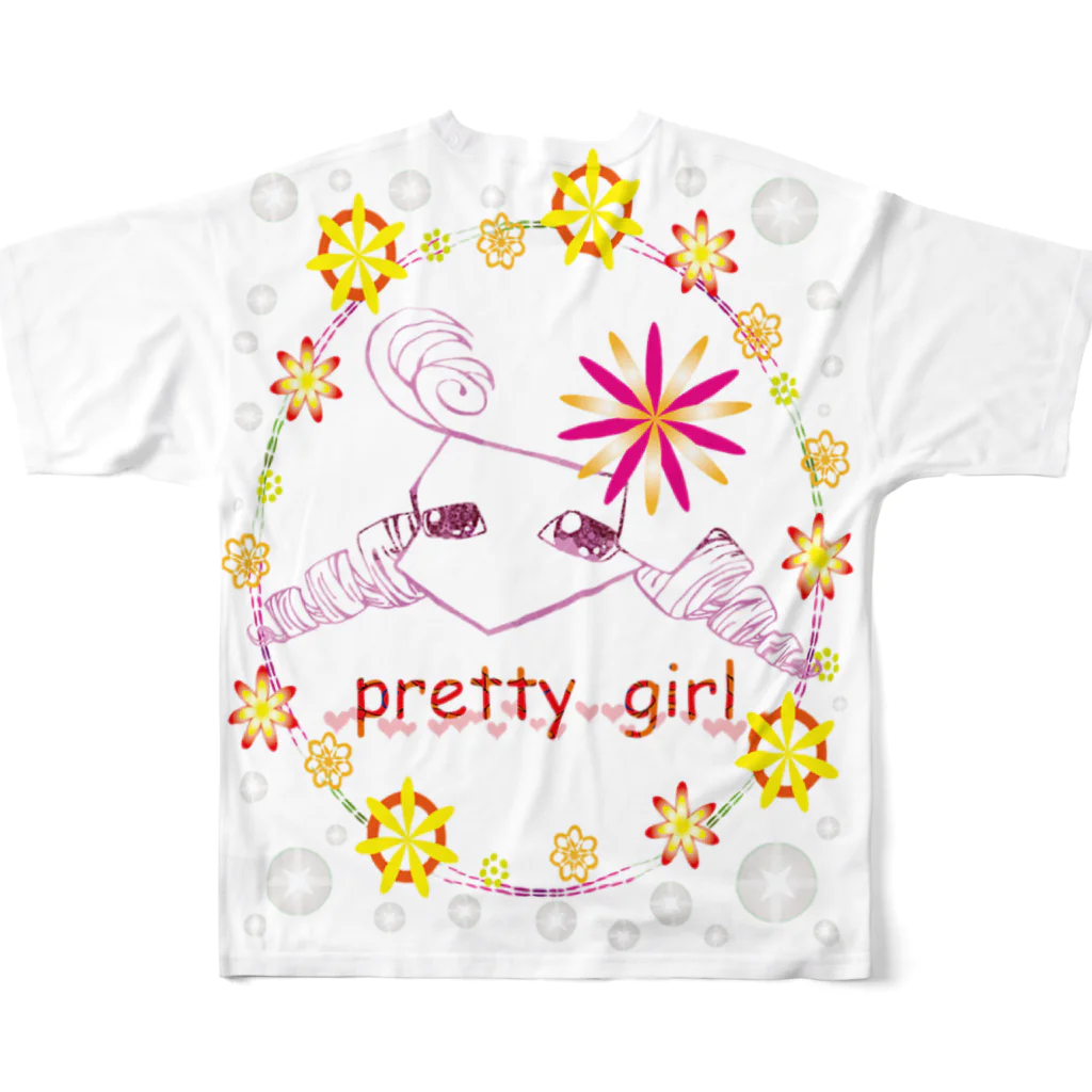 JapaneseArt Yui Shopのpretty girl All-Over Print T-Shirt :back