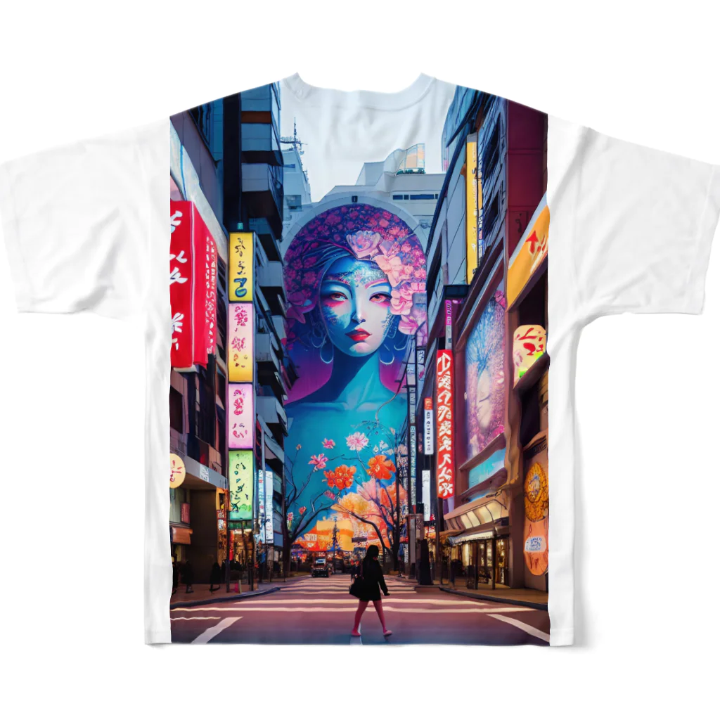 眺街【tiaojie】のvirtual ginza フルグラフィックTシャツの背面