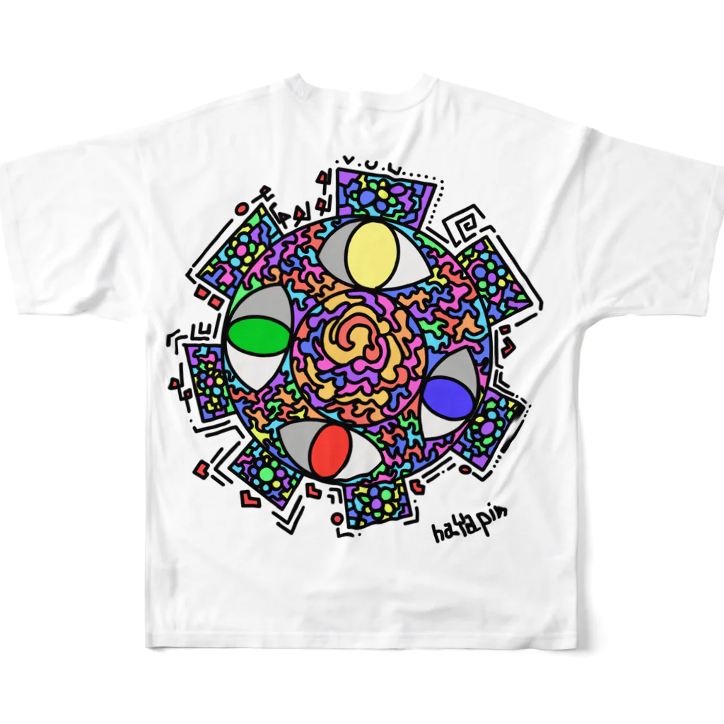 hayapinのハグルマ All-Over Print T-Shirt :back