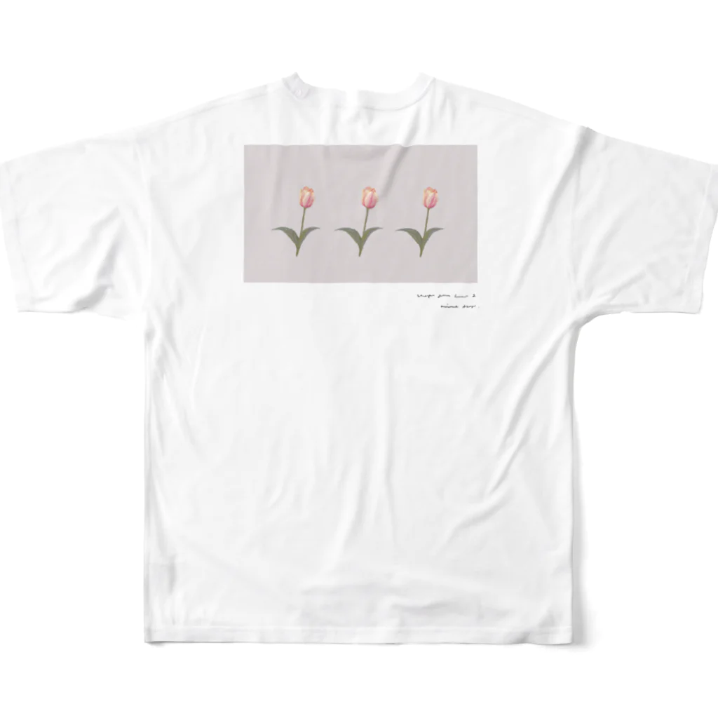 rilybiiのSakura Milk Tea , Skura Momo three Tulip . フルグラフィックTシャツの背面