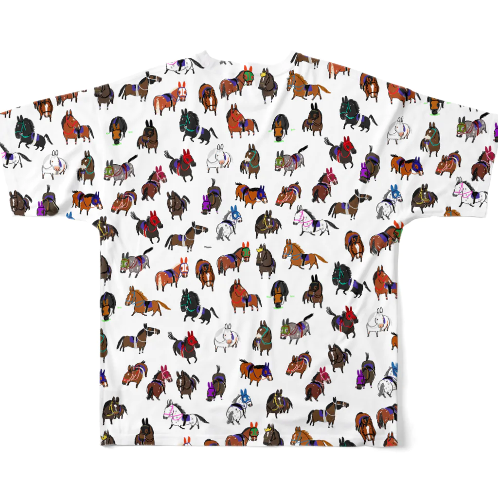 POPPY＿moooo  チャリティーショップの2022 春　競走馬柄 All-Over Print T-Shirt :back