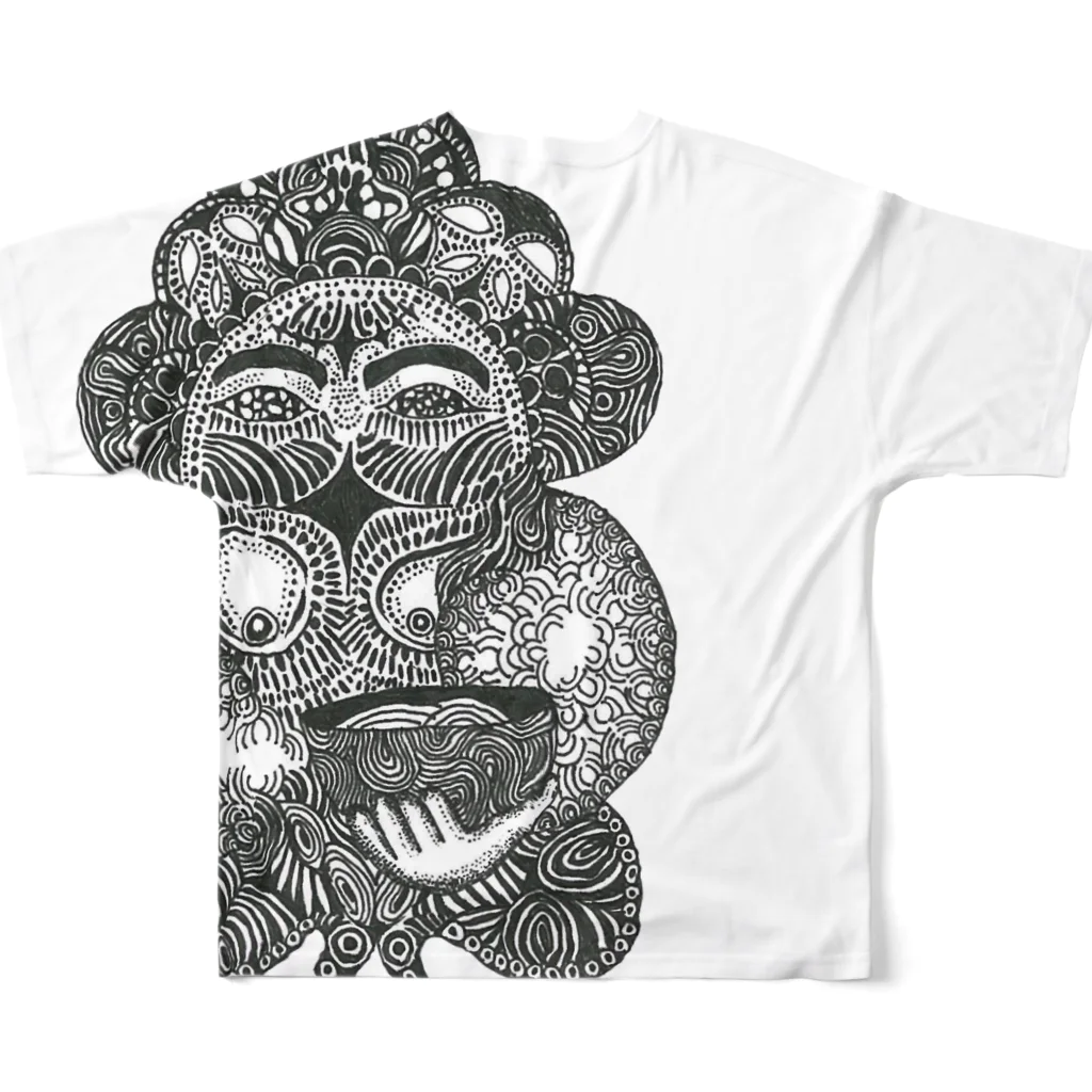 はくのがわの外食しているやつ All-Over Print T-Shirt :back