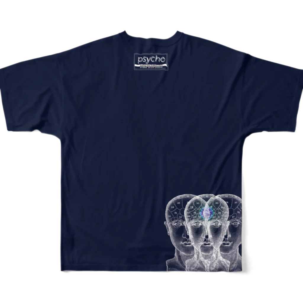 psyche psychoのNo.001 BRAIN DAMAGE フルグラフィックTシャツの背面