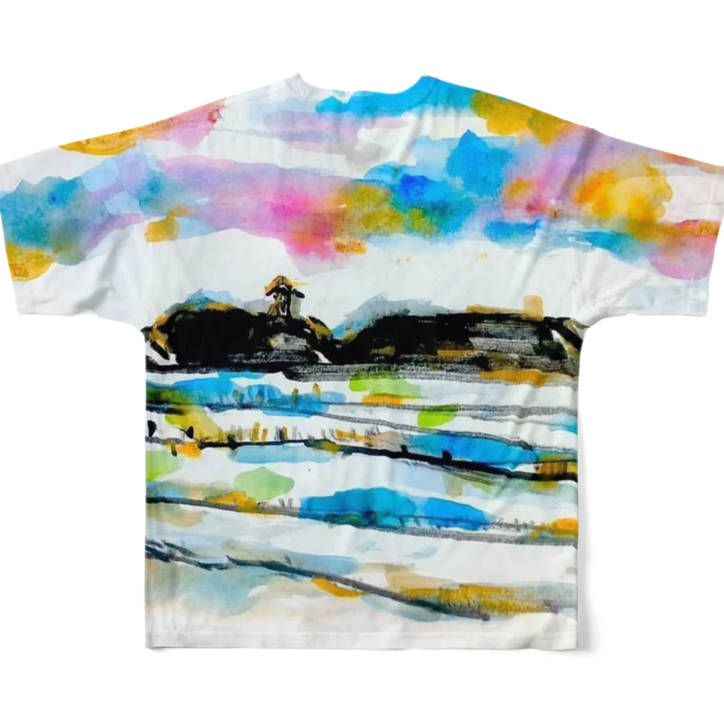 FUJISAN.のしましまうみうみシリーズ。 All-Over Print T-Shirt :back