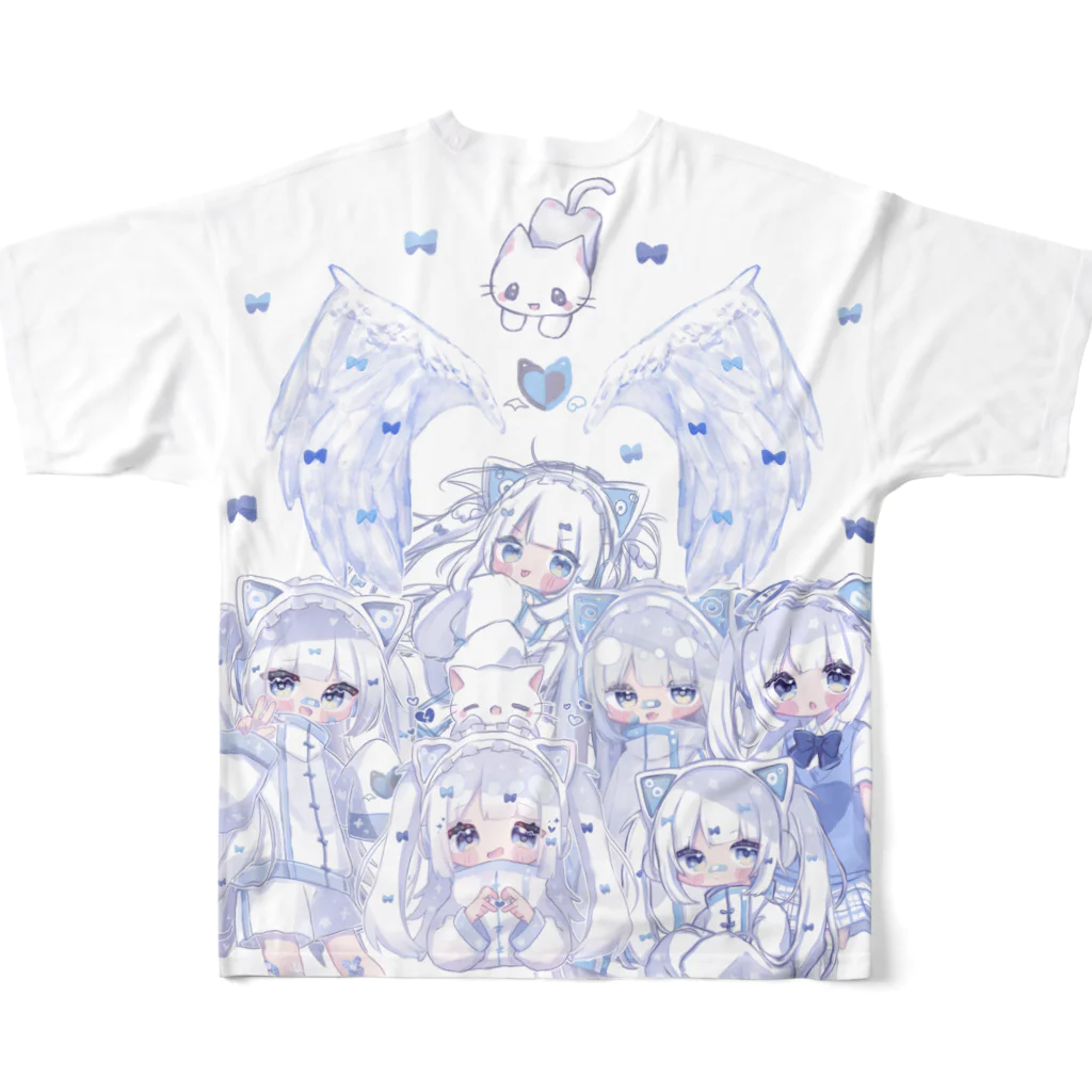 みなづき。の猫耳ヘッドフォンちゃん All-Over Print T-Shirt :back