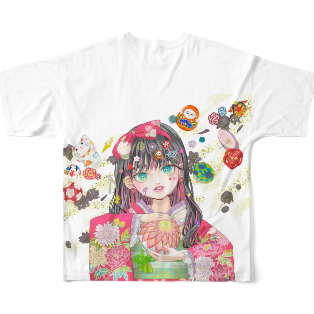 紅乃谷　安那の金澤小町「響」 All-Over Print T-Shirt :back