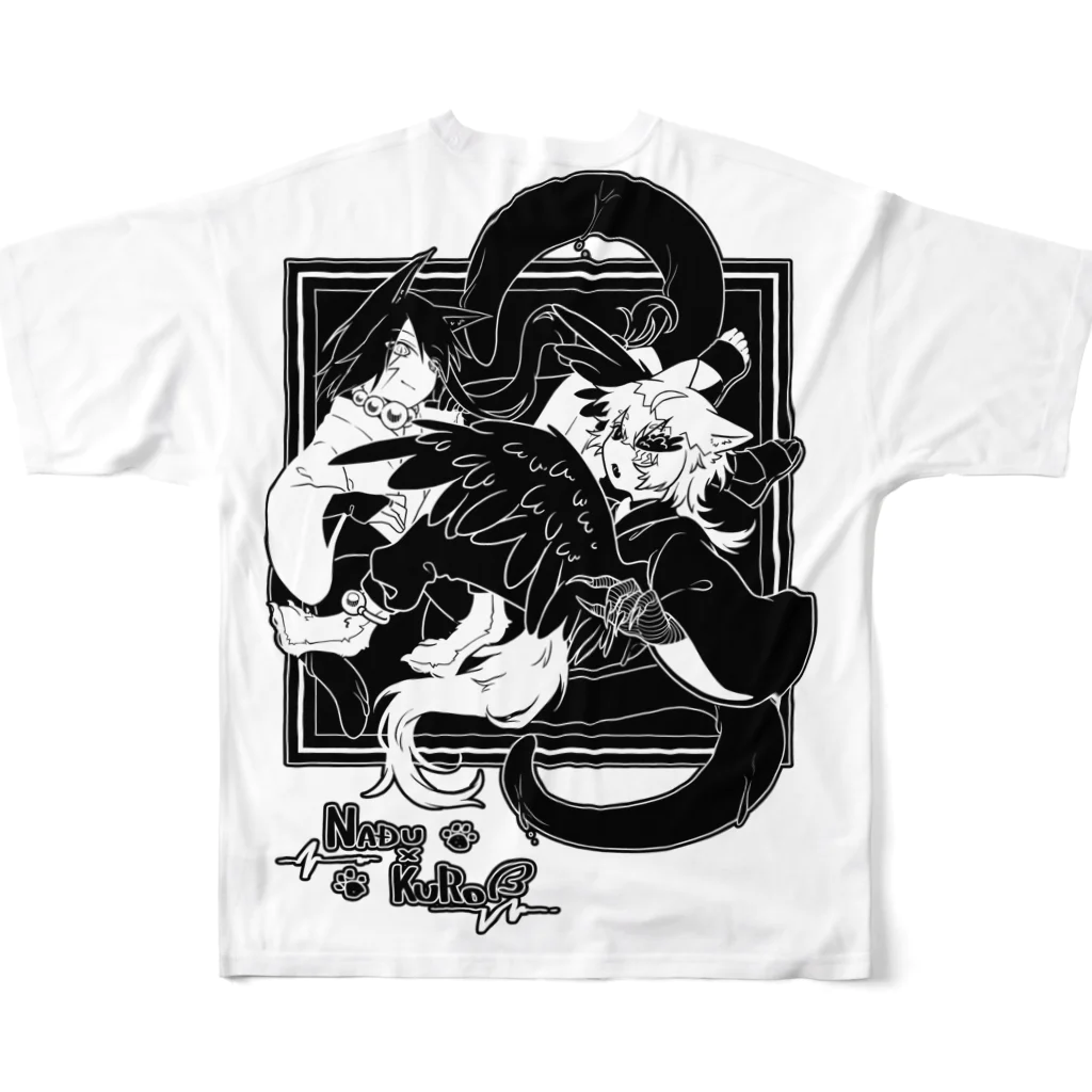 狐火箱のNADU×KURO(淡色地向け) All-Over Print T-Shirt :back