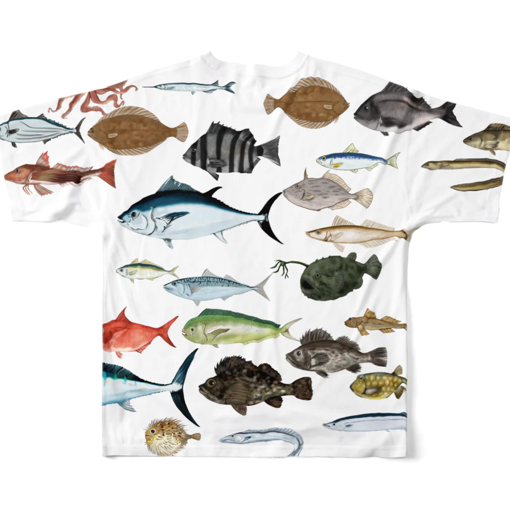 chicodeza by suzuriの海の魚柄グッズ All-Over Print T-Shirt :back