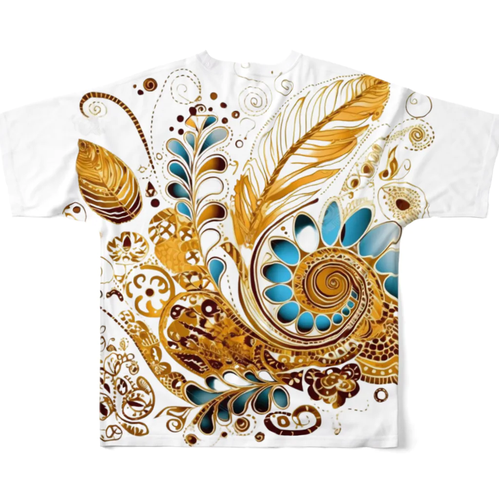 Connect Happiness DesignのGolden  Leaves All-Over Print T-Shirt :back