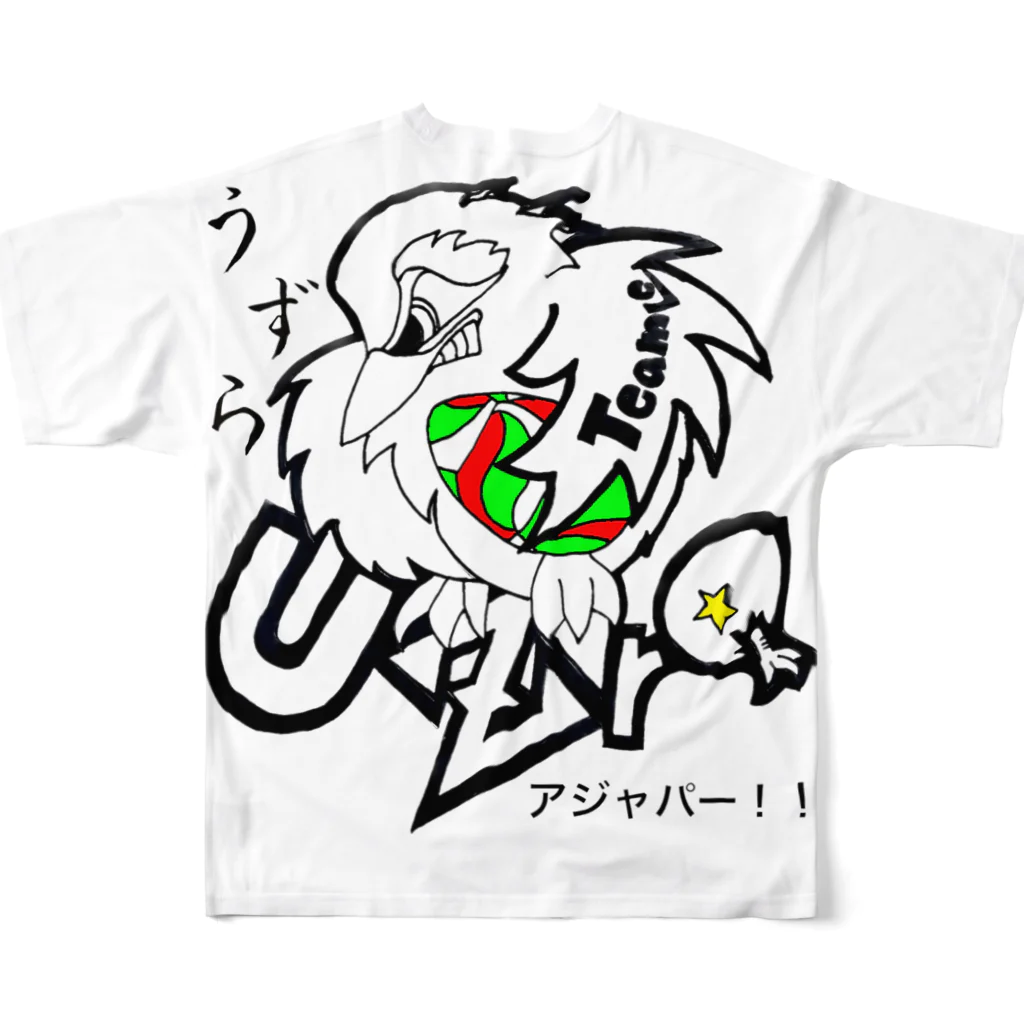 uzraのうずら フルグラフィックTシャツの背面