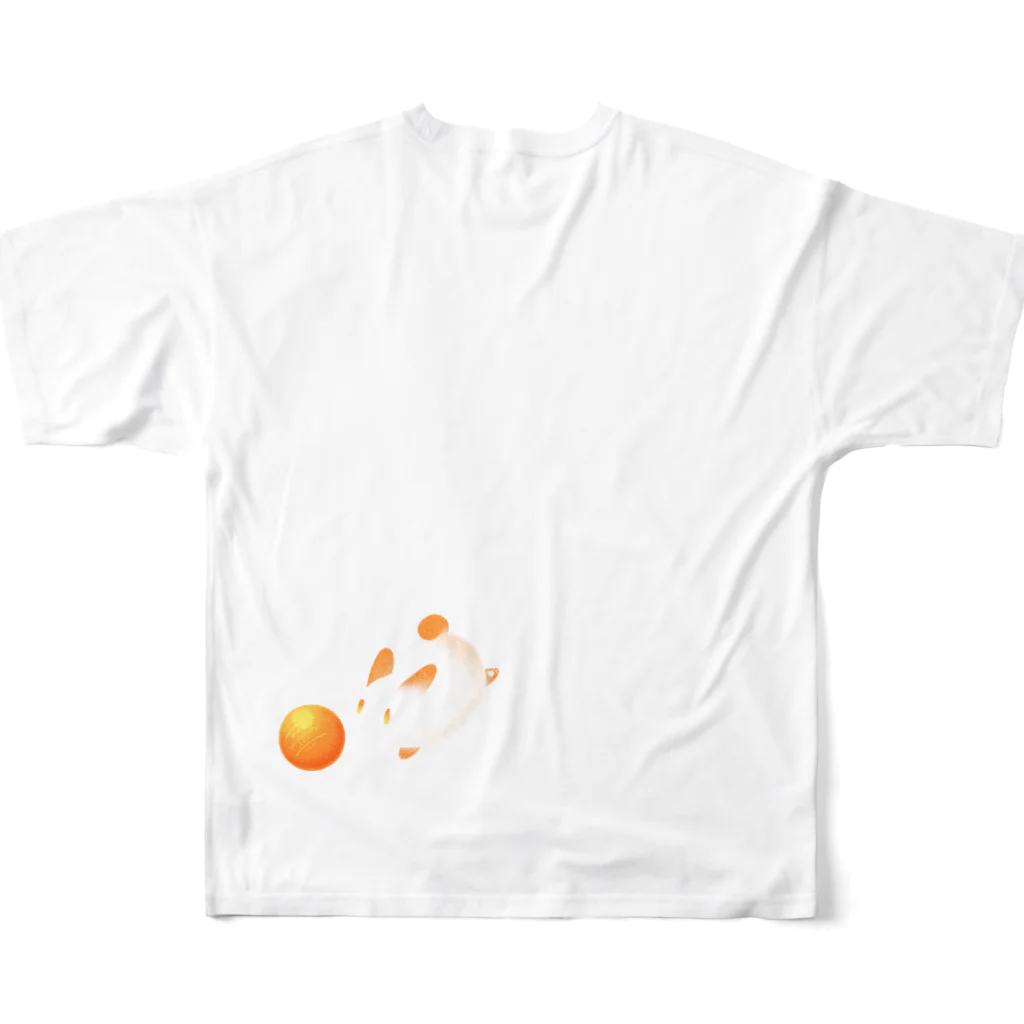 MochiOzのうさもちTシャツ（卓球） フルグラフィックTシャツの背面