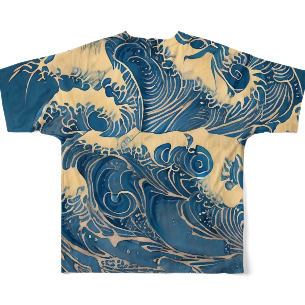 流水*ryu-sui@NFT AIartist/流浪人の彩波〜Ayanami〜Coloring Waves All-Over Print T-Shirt :back