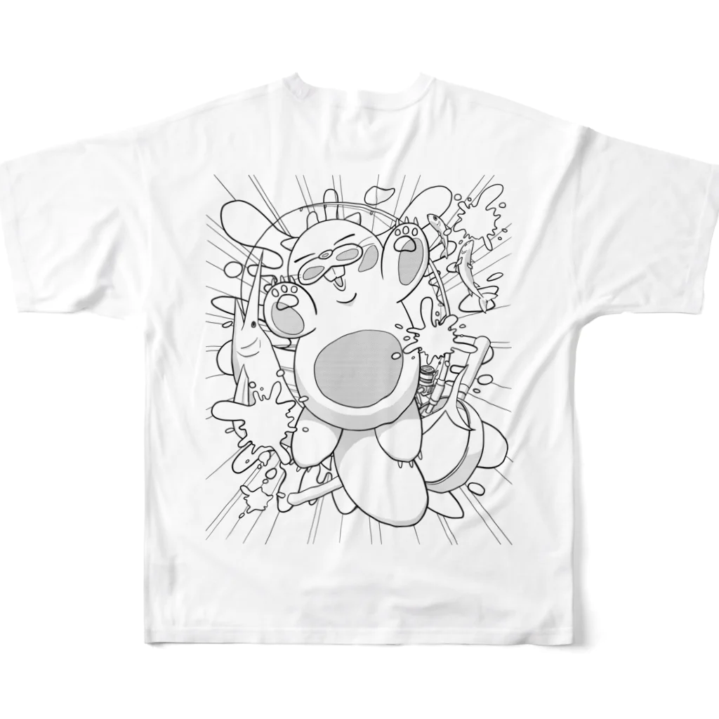 chorokenの両面印刷 ちょろけん×とりみるTシャツ フルグラフィックTシャツの背面