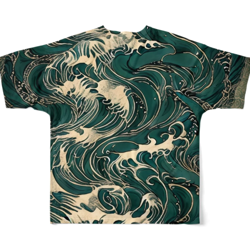 流水*ryu-sui@NFT AIartist/流浪人の彩波〜Ayanami〜Coloring Waves All-Over Print T-Shirt :back