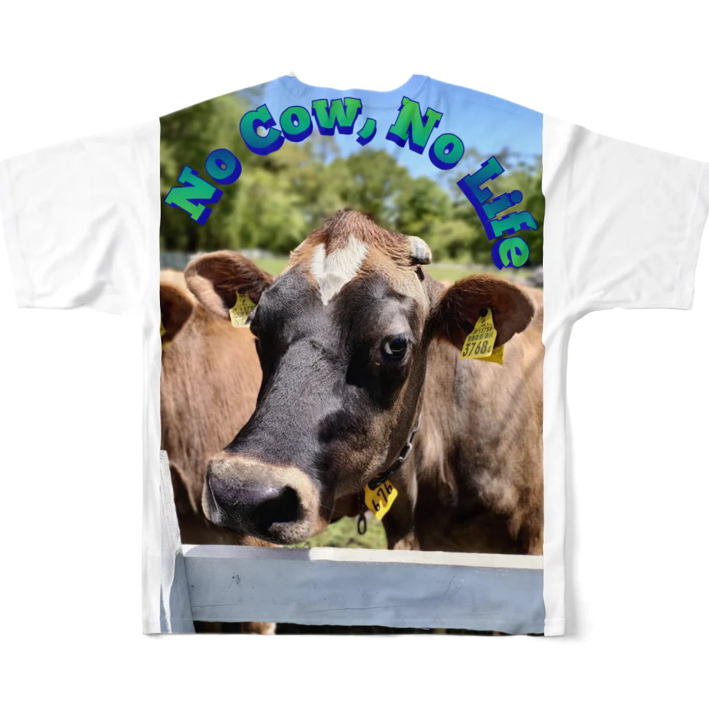 おかゆさんのお店のNo Cow,No Life 2 フルグラフィックTシャツの背面