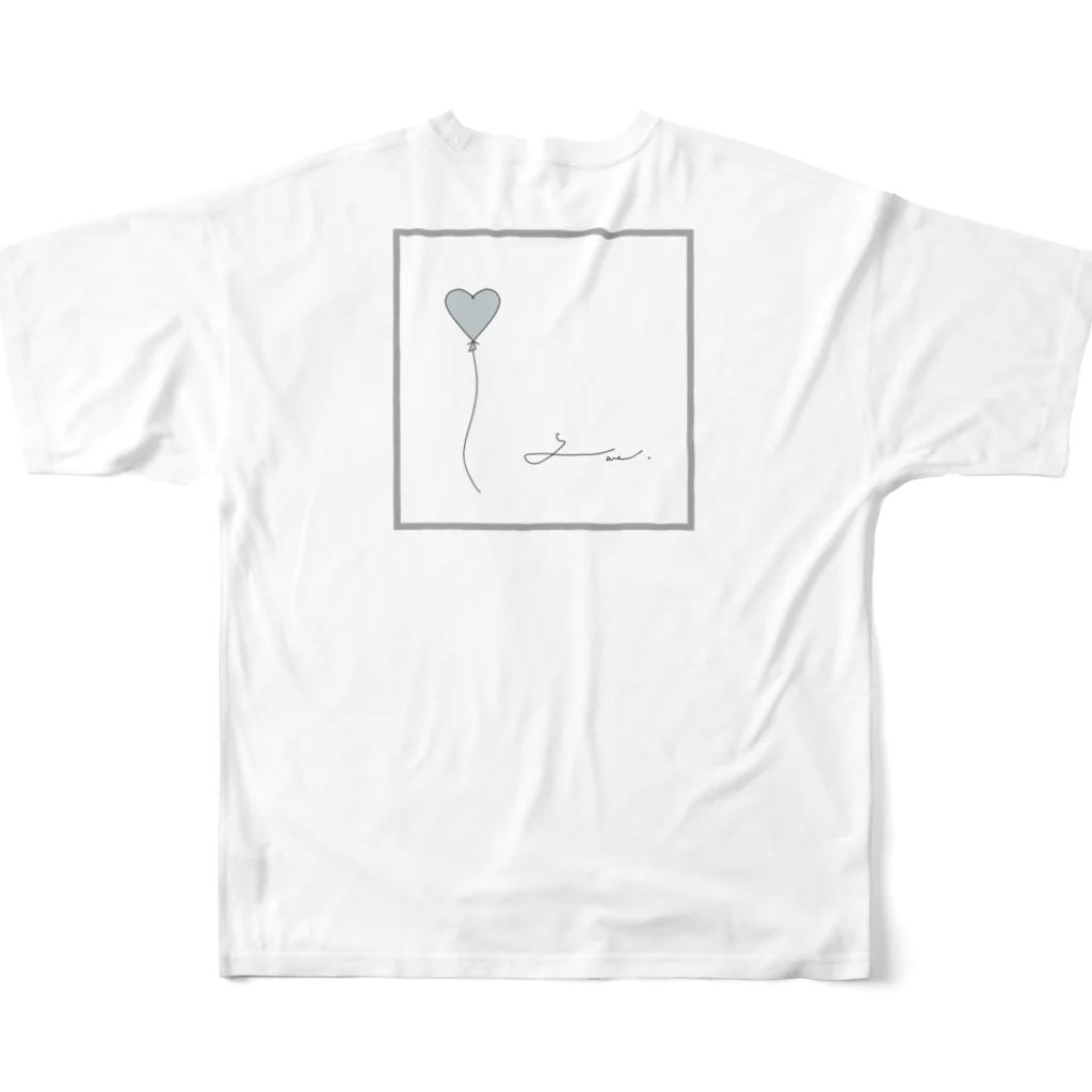 rilybiiの🩵 水色のハートの風船 . All-Over Print T-Shirt :back