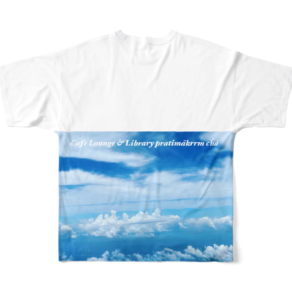 Cafe Lounge & Library pratimākrrm cĥā -ゆるやかな彫刻-のゆるやかな雲 All-Over Print T-Shirt :back