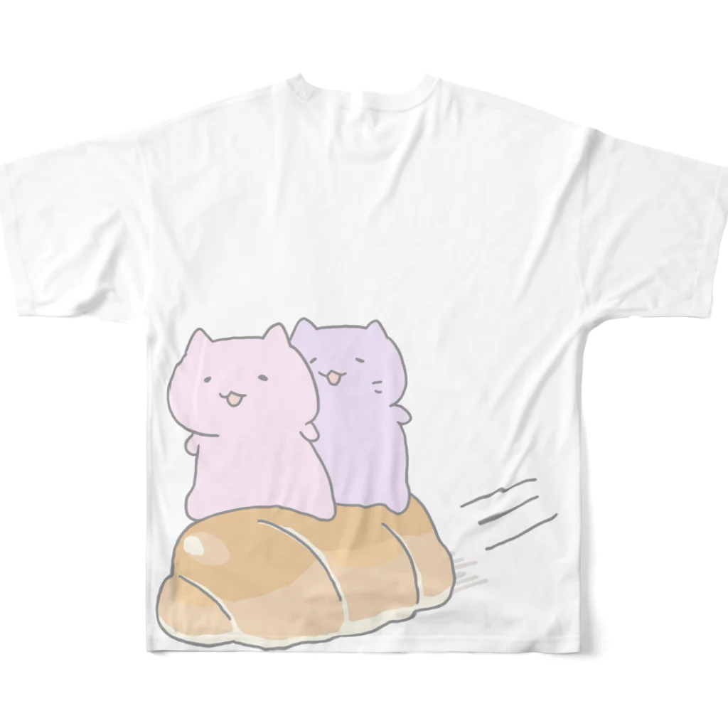 みっちりねこ by frencelのみっちりねこ　ロールパン All-Over Print T-Shirt :back