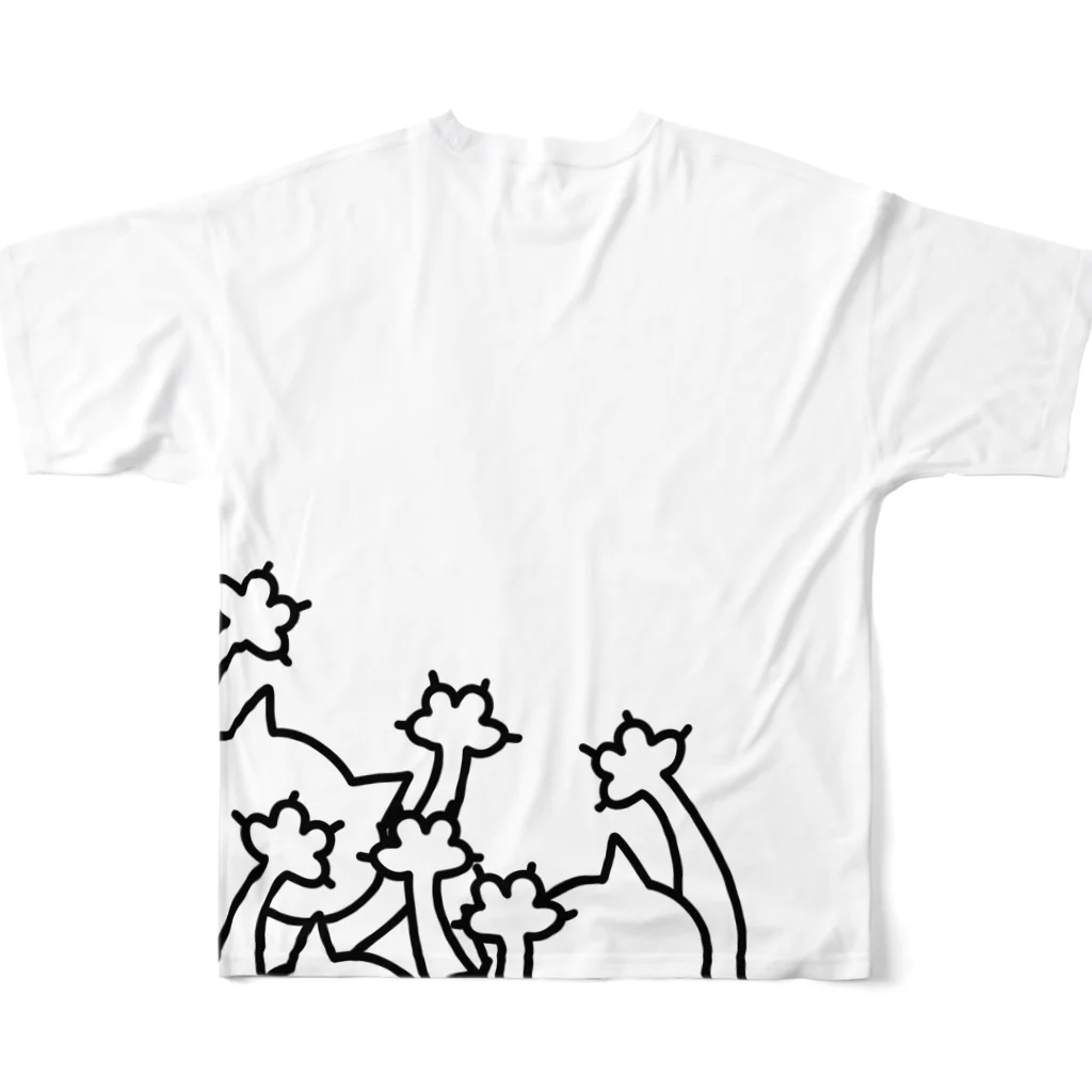 mkumakumaの猫にモテモテ フルグラフィックTシャツの背面