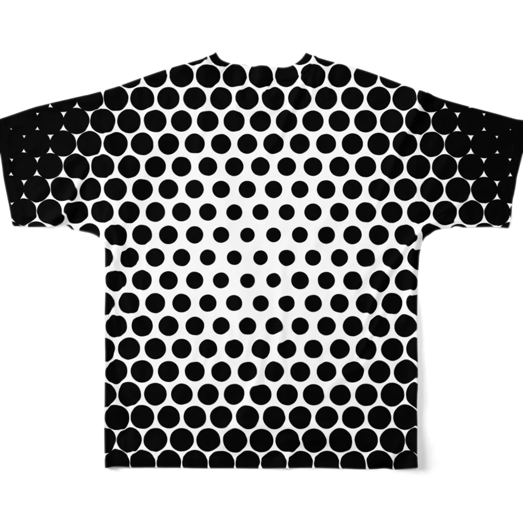 kagura9のドットグラデーション（モノクロ） フルグラフィックTシャツの背面