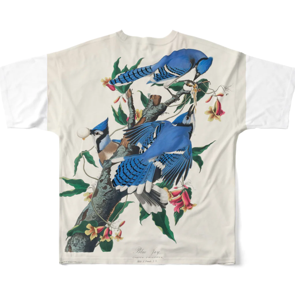 アニマル四字熟語のジョン・ジェームズ・オーデュボン　青い鳥 All-Over Print T-Shirt :back
