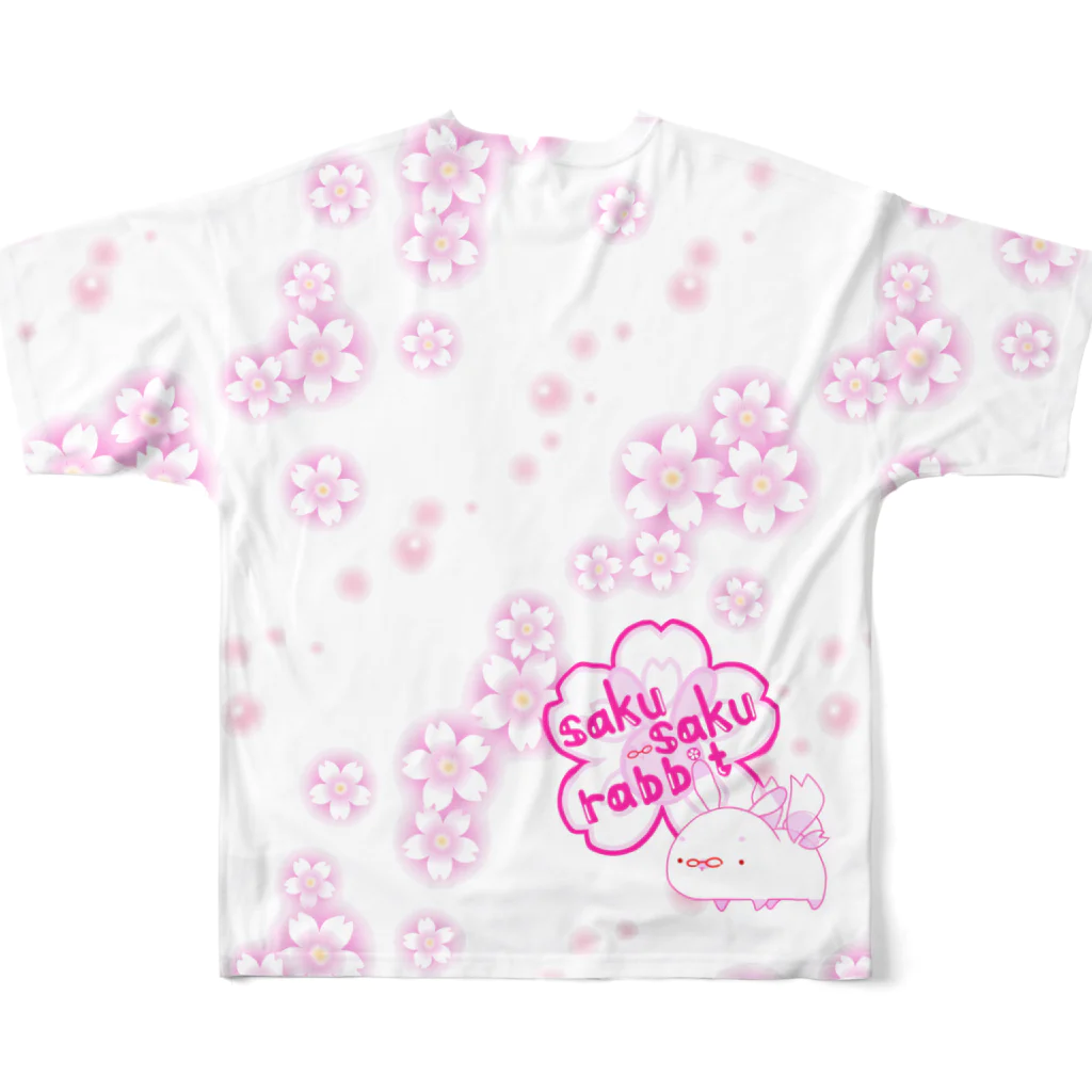 さくさくうさぎの神獣 咲桜兎 All-Over Print T-Shirt :back