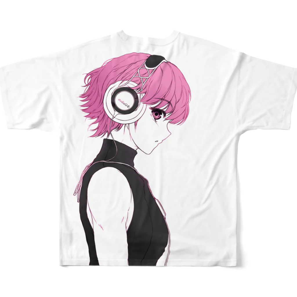 StudioO-E:のGirl02 headphones All-Over Print T-Shirt :back