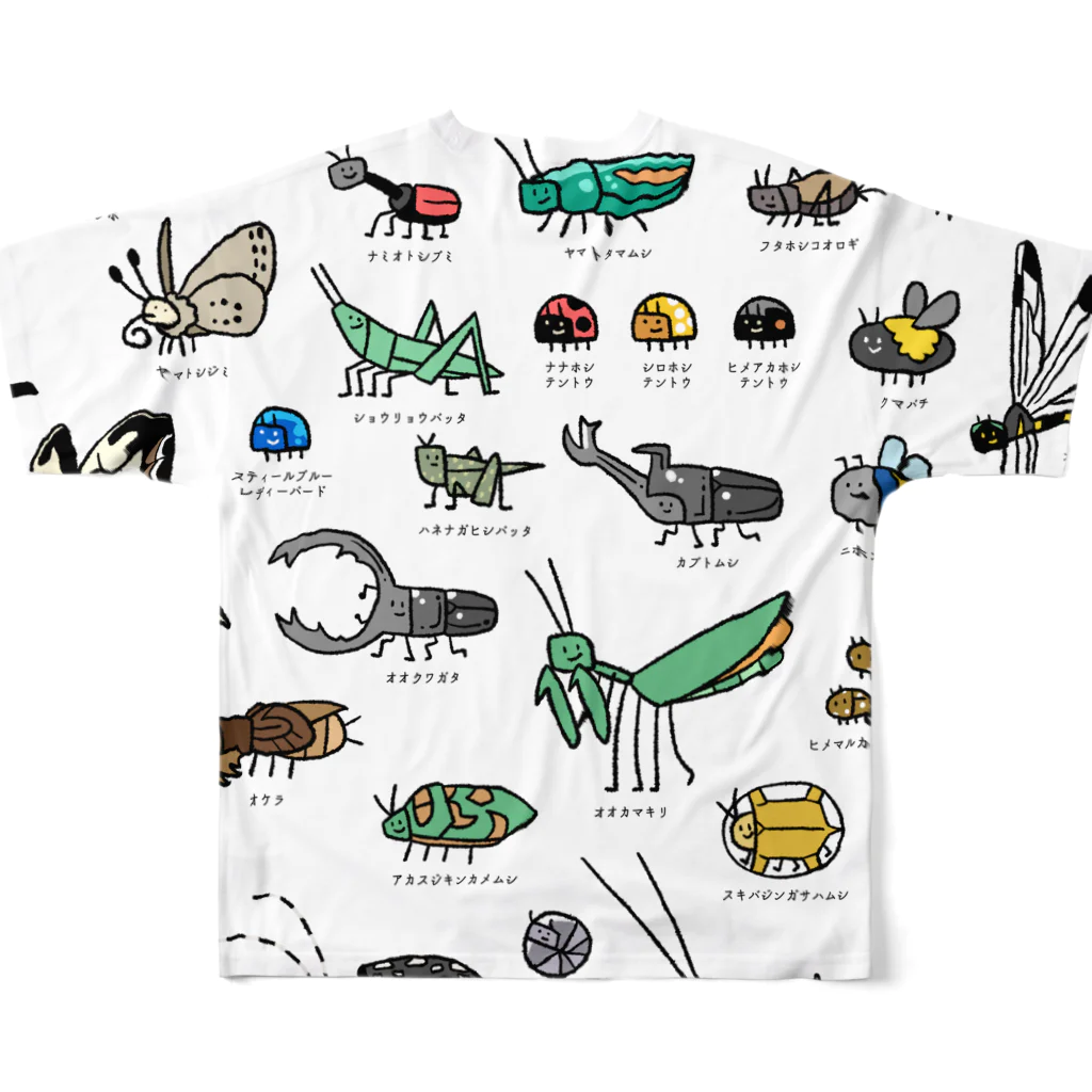 ノザキ-Nozakiの虫図鑑 フルグラフィックTシャツの背面