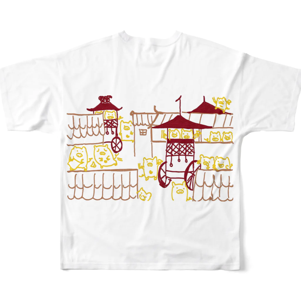 printbutaのぶた（わっしょい祭りだ） All-Over Print T-Shirt :back