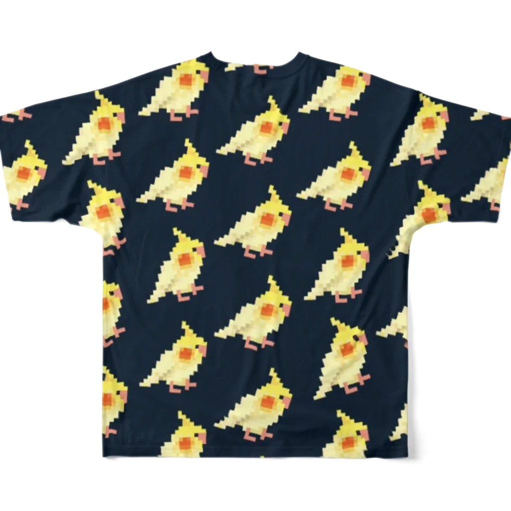 ブティック萌のオカメインコちゃん、いっぱい！(ネイビー) All-Over Print T-Shirt :back