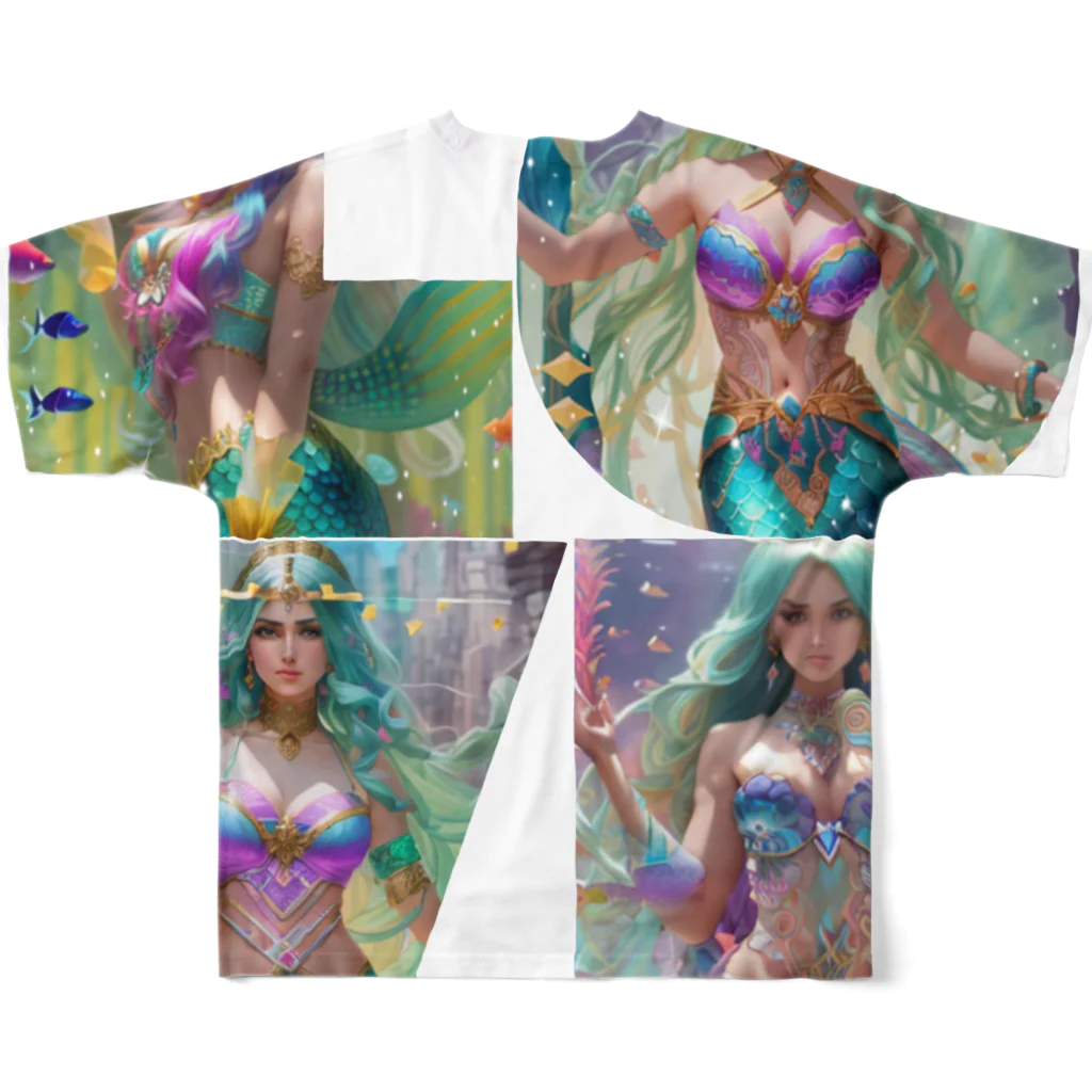 💖宇宙整体♪🌈♪こころからだチャンネル♪💖のbeautiful  mermaid  LARA All-Over Print T-Shirt :back