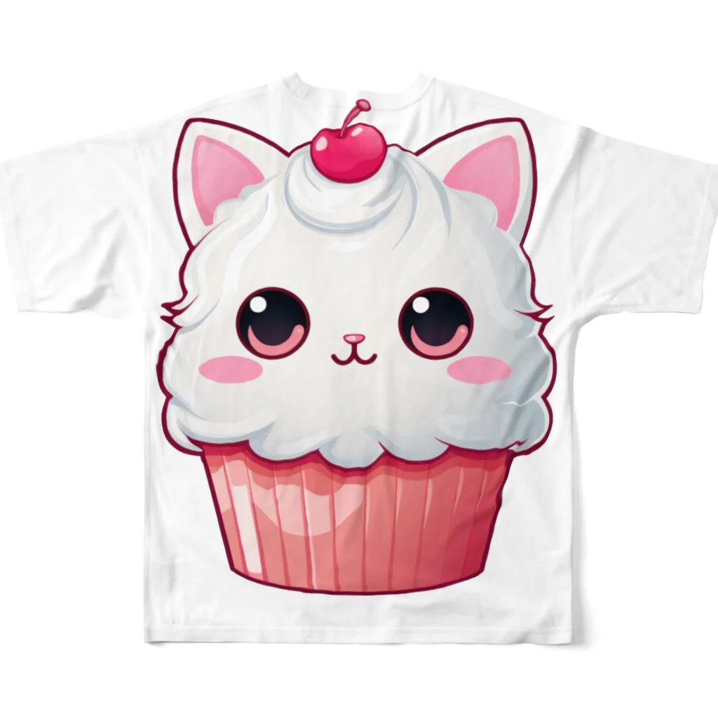 Vasetti_pressのカップケーキの猫ちゃん All-Over Print T-Shirt :back