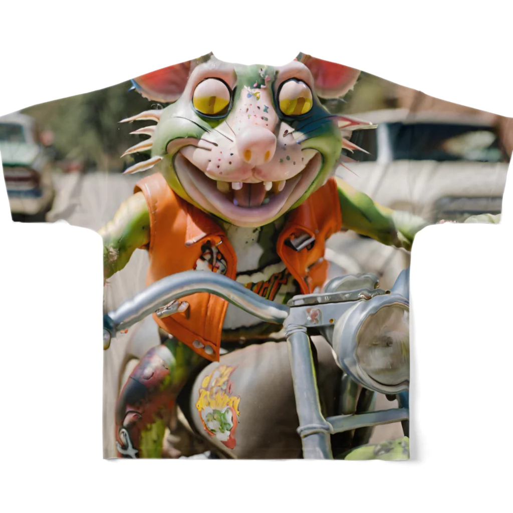 kuri_AMERICANのバイクに乗ったラットフィンク All-Over Print T-Shirt :back