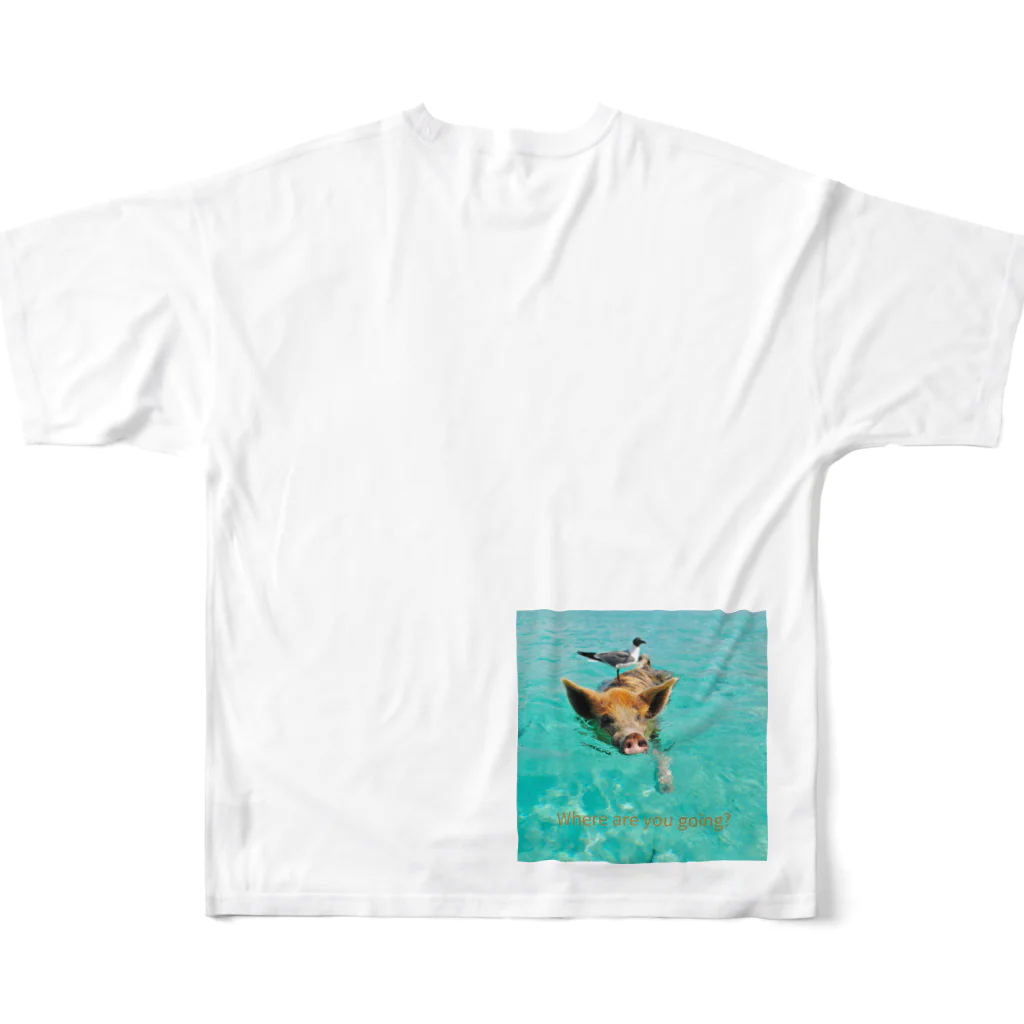MOMOTAKAショップの海のかけら - ピグとバード フルグラフィックTシャツの背面