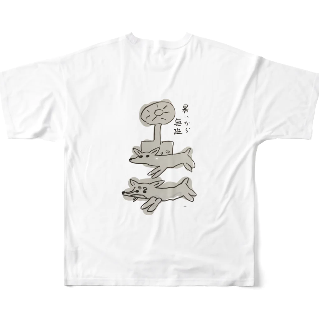 YuruPINの暑いの無理なミニピンTシャツ フルグラフィックTシャツの背面