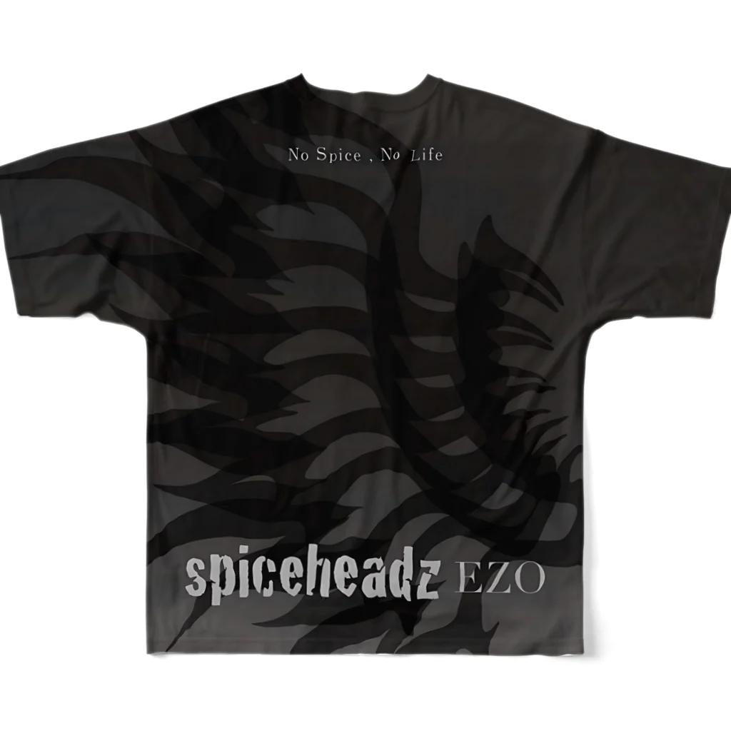 spiceheadz EZO スパイスヘッズエゾのspiceheadz EZO モノトーン フルグラフィックTシャツの背面