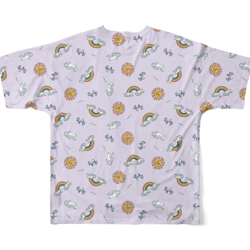 親子設計 CHIiKu MOJi『知育文字』のお天気パープル All-Over Print T-Shirt :back